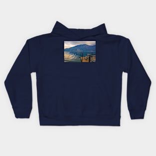 Bench on Limone sul Garda Waterfront, Italy Kids Hoodie